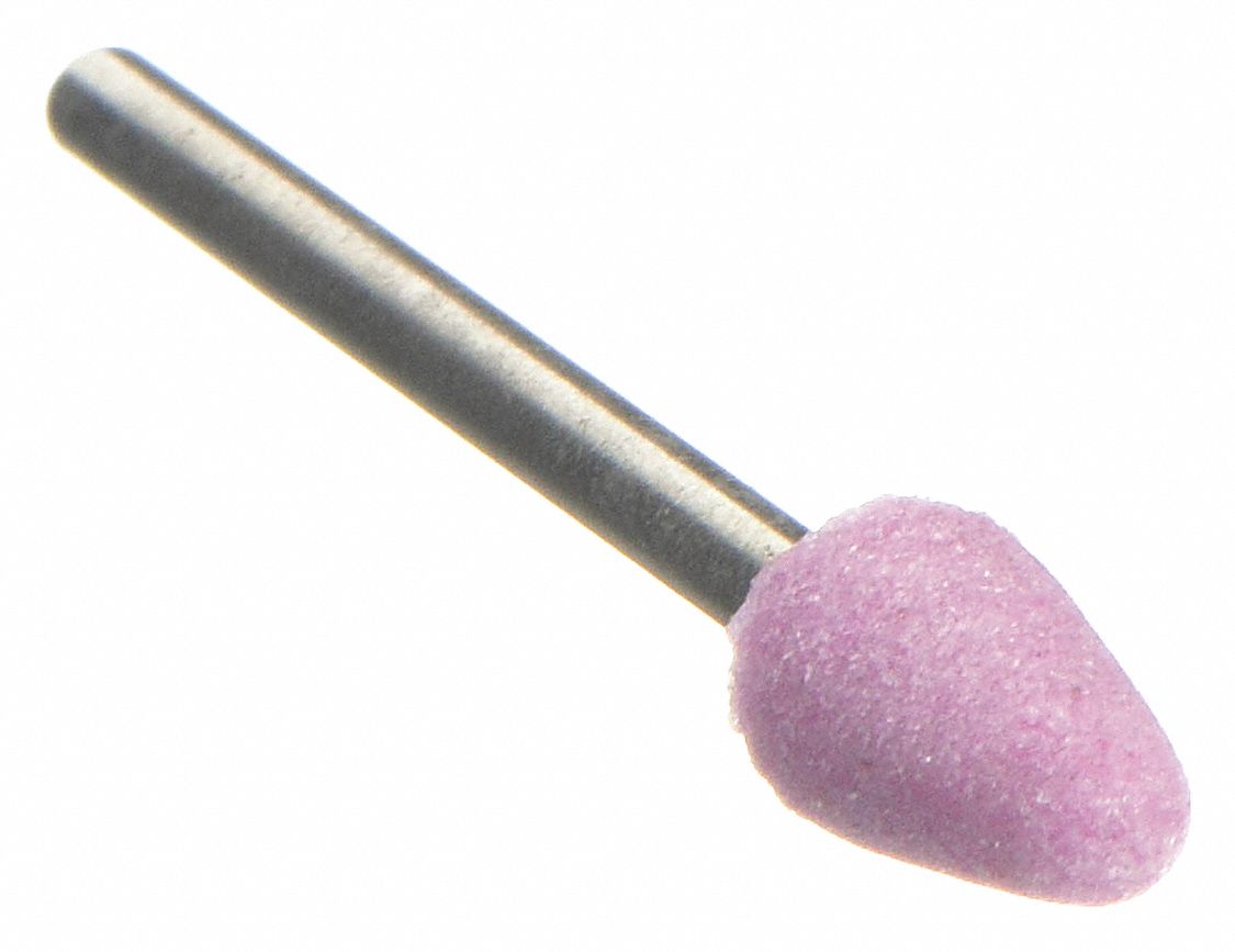 Abrasive Point: Cone, 1/4 in Head Wd, 3/8 in Head Lg, 1 Pieces, Aluminum Oxide