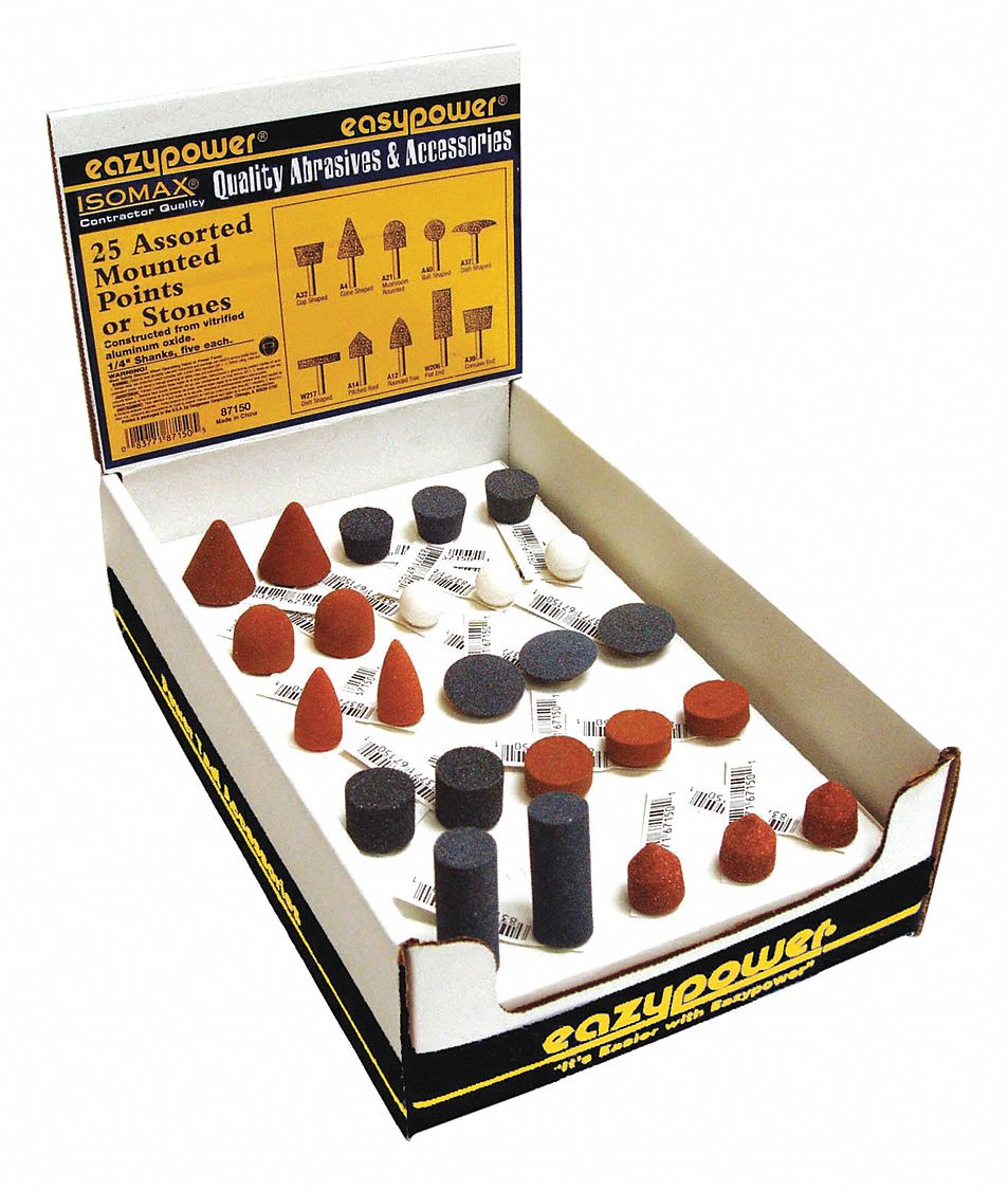 EAZYPOWER Abrasive Point Set Cone/Cylinder/Bullet/Inverted Cone, 25