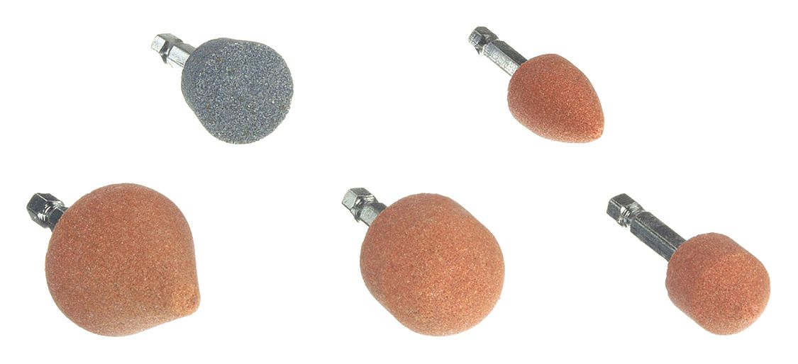 Abrasive Point Set: Cone, 1 in_1 1/4 in_11/16 in Head Wd, 5 Pieces, Aluminum Oxide