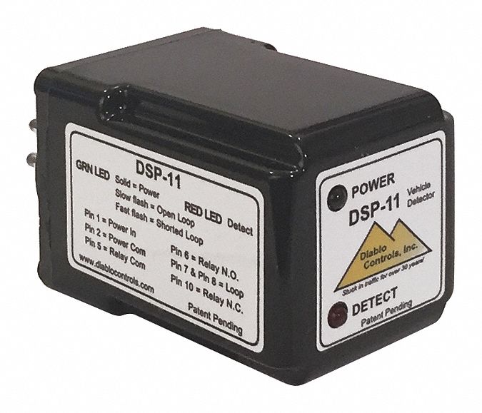 Vehicle Detector: 10 to 30V AC/DC, 20 uH Min Loop Inductance, 3 in x 1 1/2 in