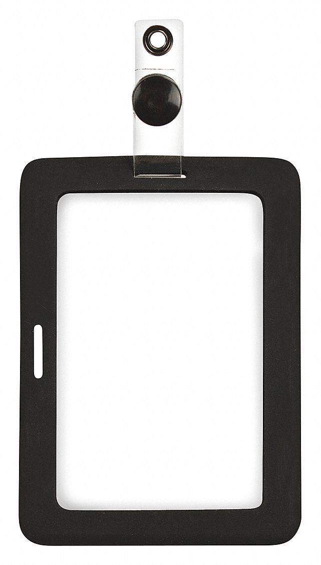 BADGE HOLDER, POUCH, HORIZONTAL/VERTICAL, 2 3/4 IN BADGE POUCH W, 4 IN BADGE POUCH H, BLACK, 2 PK