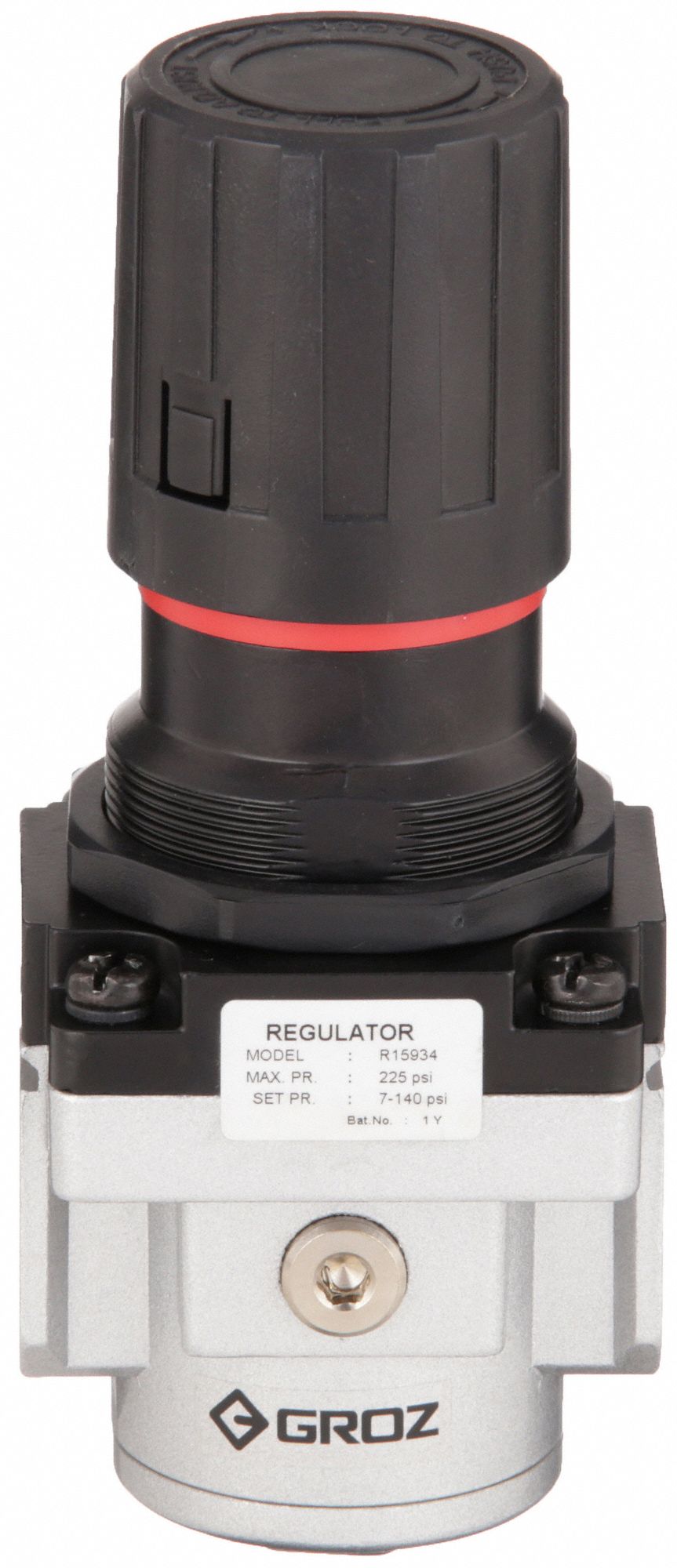 GROZ Compressed Air Regulator Aluminum, 1/2 in NPT, 140 cfm, 7 psi to