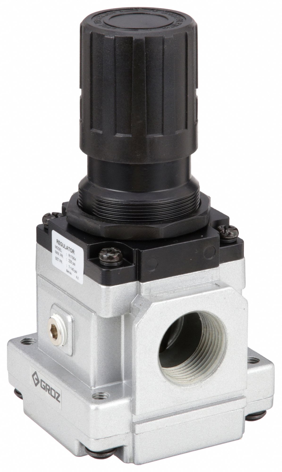 GROZ Compressed Air Regulator Aluminum, 1 in NPT, 210 cfm, 7 psi to