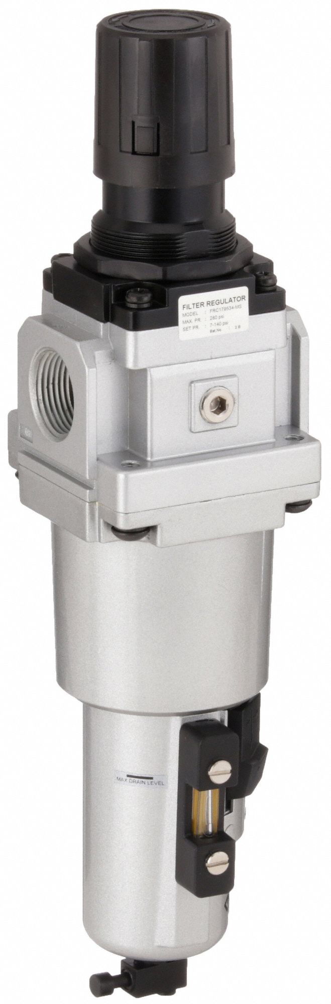 Filter-Regulator: Heavy Duty Series, 1 in NPT, 193 cfm, 40 micron, 7 psi to 145 psi, Aluminum