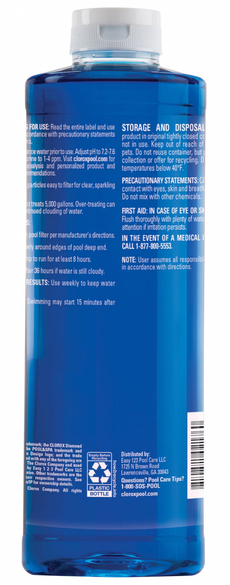 CLOROX POOL & SPA Pool Liquid Clarifier, 1 EA 36JT2958232CLX Grainger