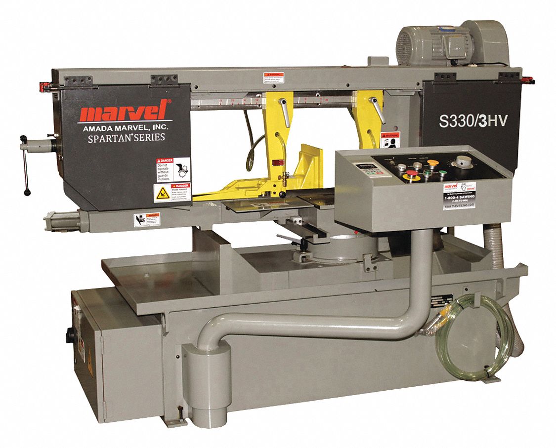 Band Saw: Horizontal, 230/460V AC, 12 in x 18 in, 85 to 330, 45° Left to 60° Right, 6.3 A