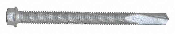 Self Drilling Screw: 1/4" Size, 3 in Lg, Steel, Climaseal, Hex Washer, External Hex, 100 PK