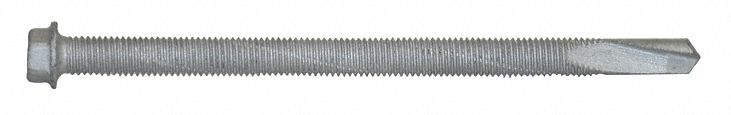 Self Drilling Screw: 1/4" Size, 4 in Lg, Steel, Climaseal, Hex Washer, External Hex, 50 PK