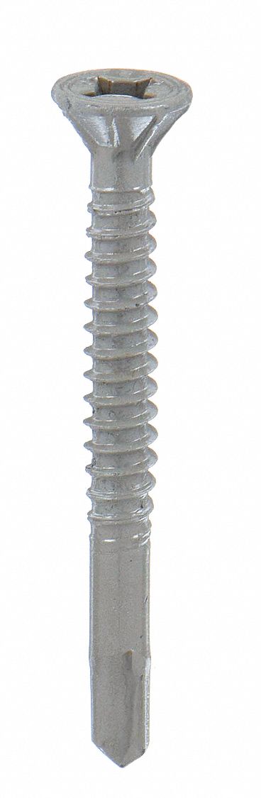Self-Drilling Screw: #10 Size, 1 13/16 in Lg, Steel, Climaseal™, Flat, Combo Phillips/Square, 250 PK
