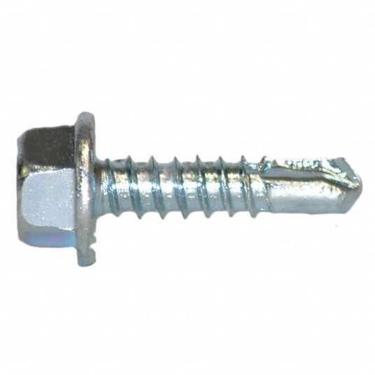 TEKS Self Drilling Screw: #10 Size, 3/4 in Lg, Steel, Zinc Plated, Hex ...