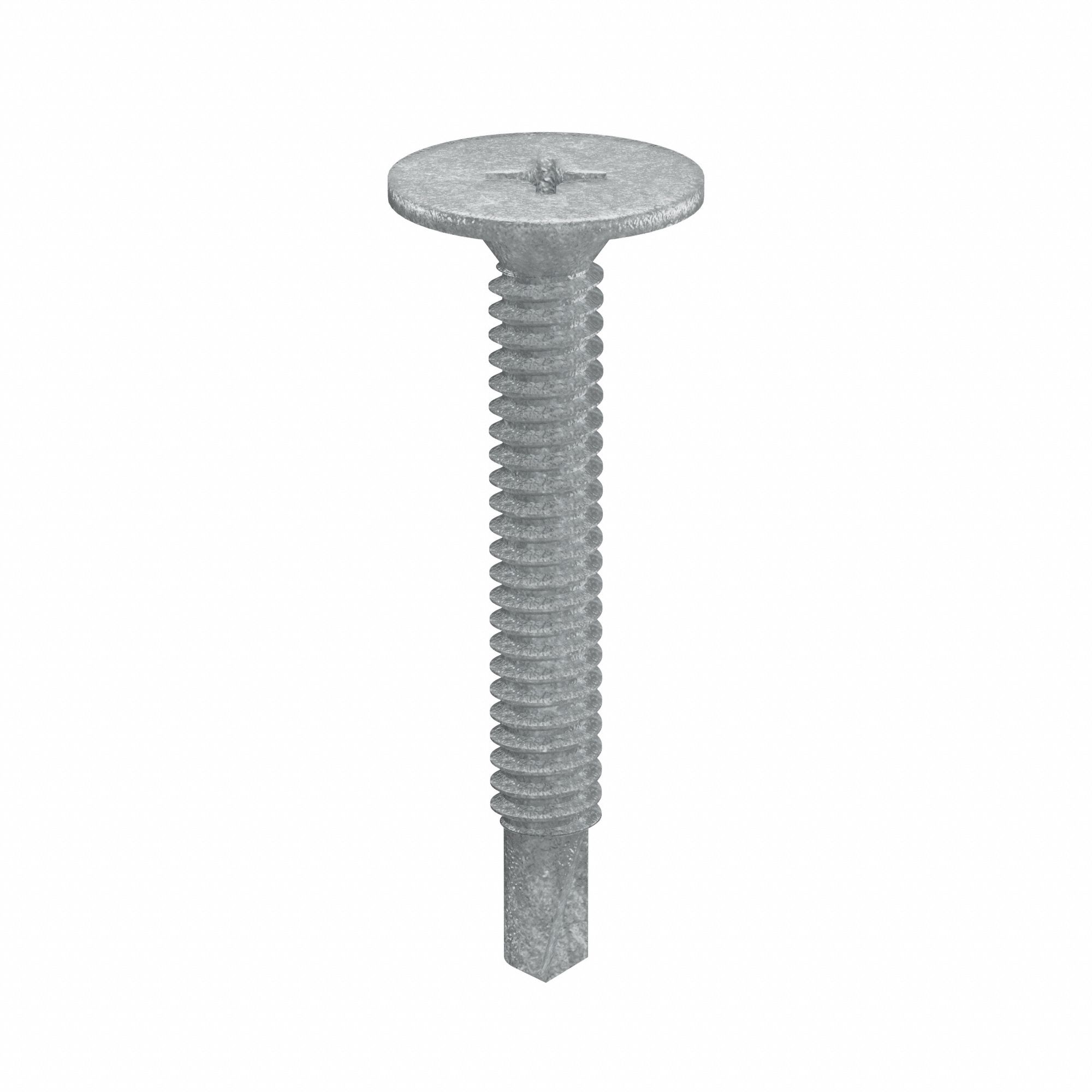 Self-Drilling Screw: #10 Size, 1 7/16 in Lg, Steel, Climaseal™, Flat, Phillips, 500 PK