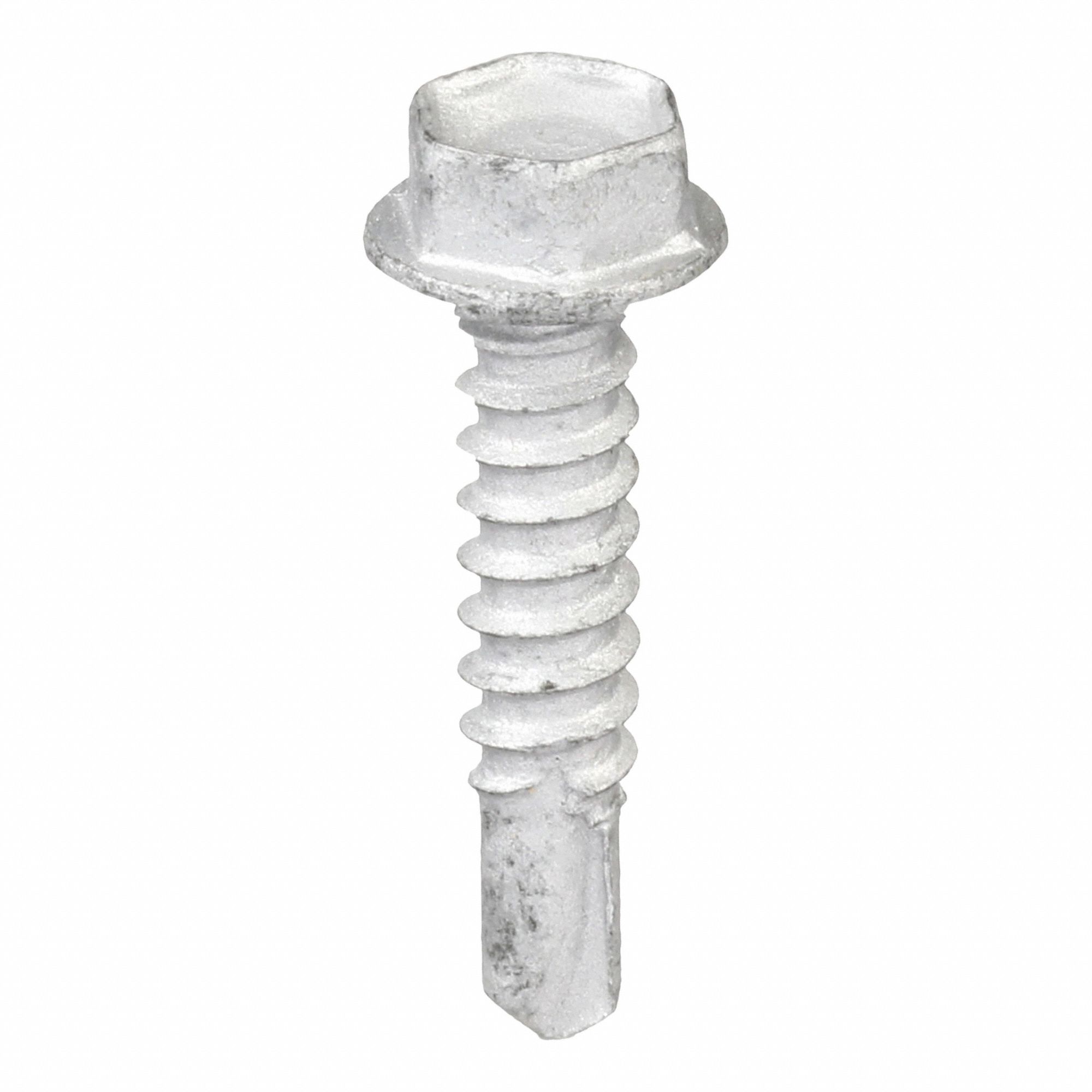 Self-Drilling Screw: #12 Size, 1 in Lg, Steel, Climaseal™, Hex Washer, Internal Hex, 500 PK