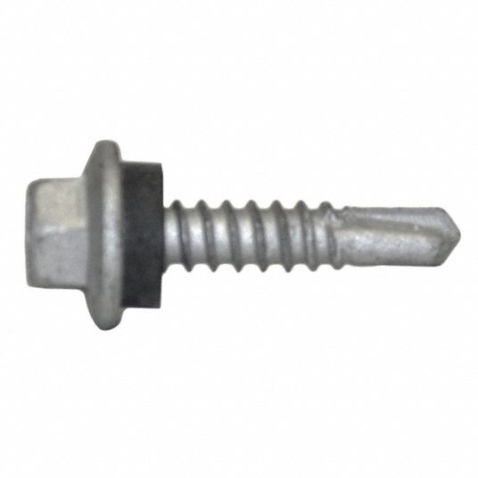 TEKS Self Drilling Screw: #12 Size, 1 in Lg, Steel, Climaseal, Hex ...