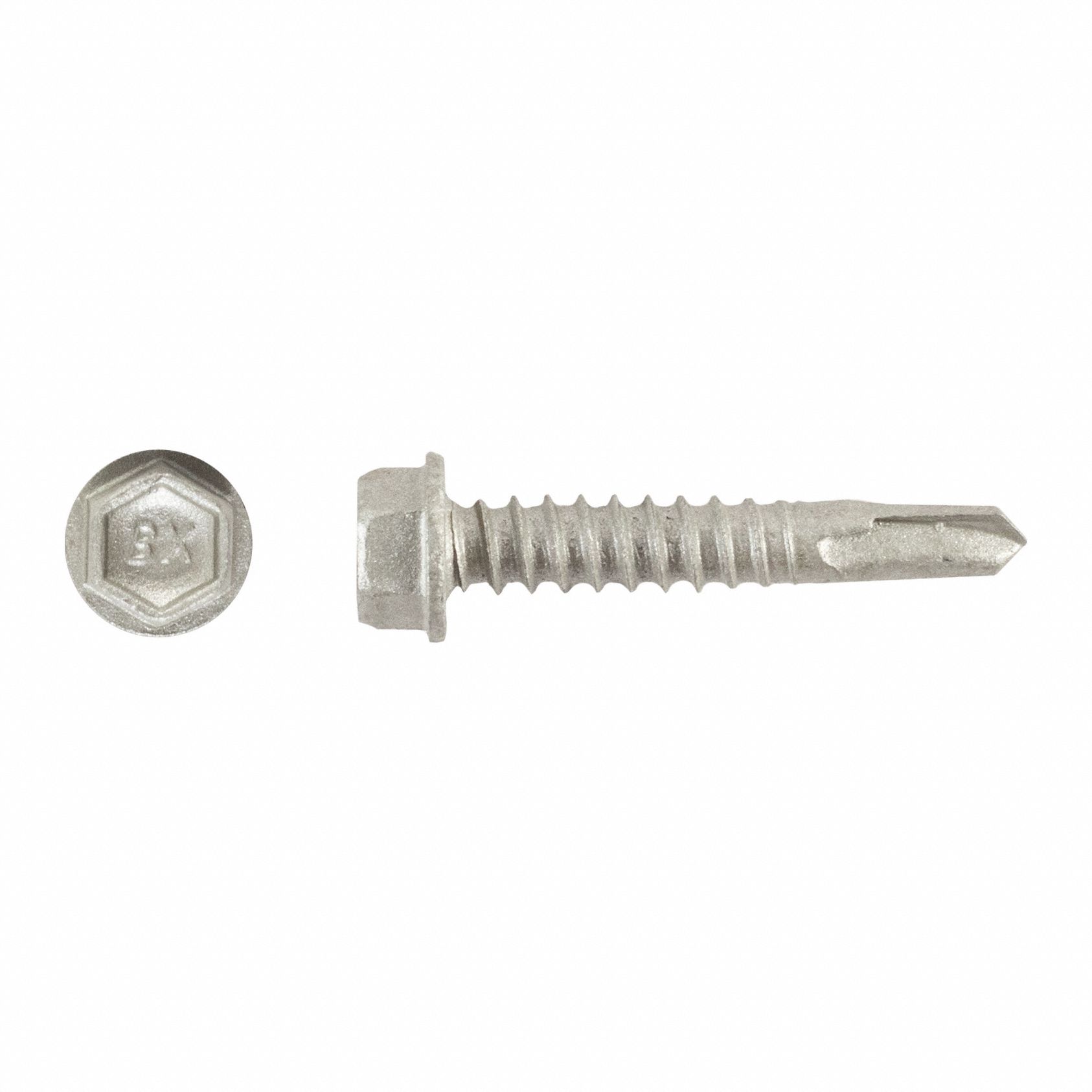Self-Drilling Screw: #12 Size, 1 1/4 in Lg, Steel, Climaseal™, Hex Washer, Internal Hex, 500 PK