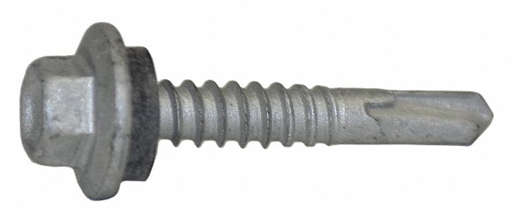 TEKS Self Drilling Screw: #12 Size, 1 1/4 In Lg, Steel, Climaseal, Hex ...