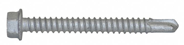 TEKS Self Drilling Screw: #12 Size, 2 in Lg, Steel, Climaseal, Hex ...