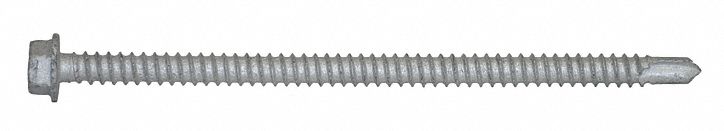 Self Drilling Screw: #12 Size, 4 in Lg, Steel, Climaseal, Hex Washer, External Hex, 50 PK