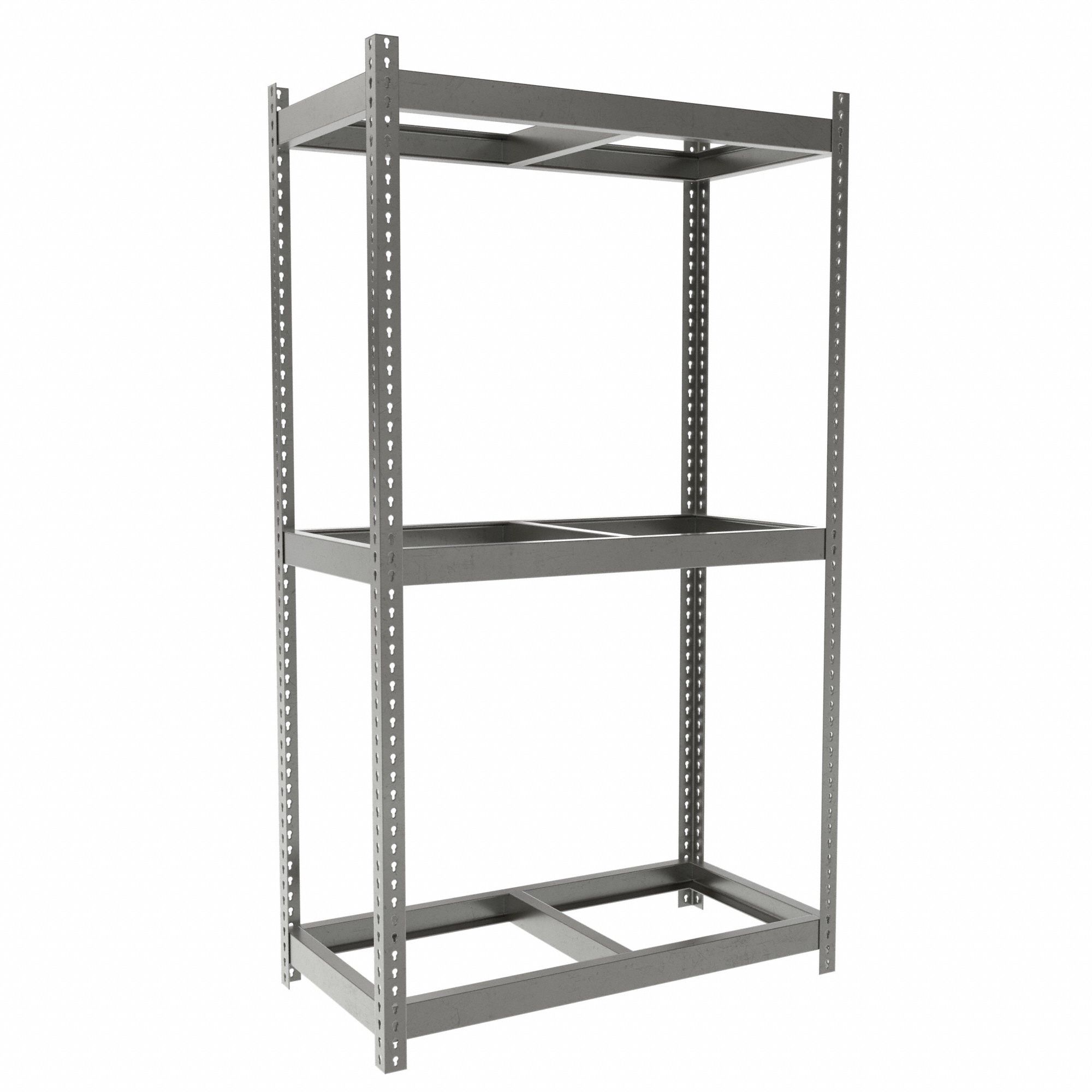 Boltless Shelving: Starter, Heavy-Duty, 48 in x 24 in, 84 in Overall Ht, 3 Shelves, Open