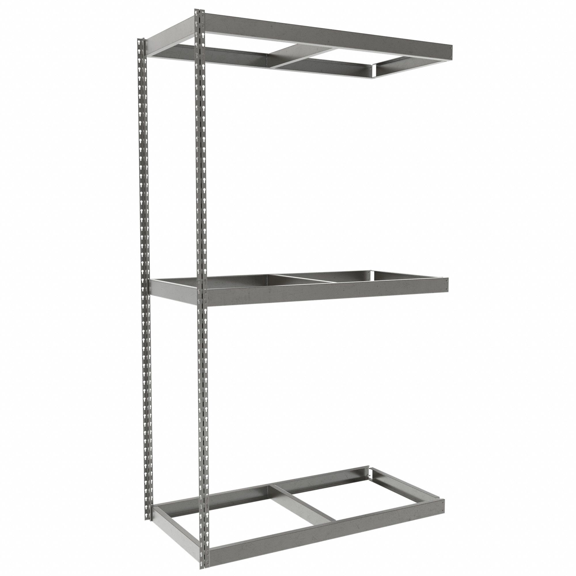 Boltless Shelving: Add-On, Heavy-Duty, 48 in x 24 in, 84 in Overall Ht, 3 Shelves