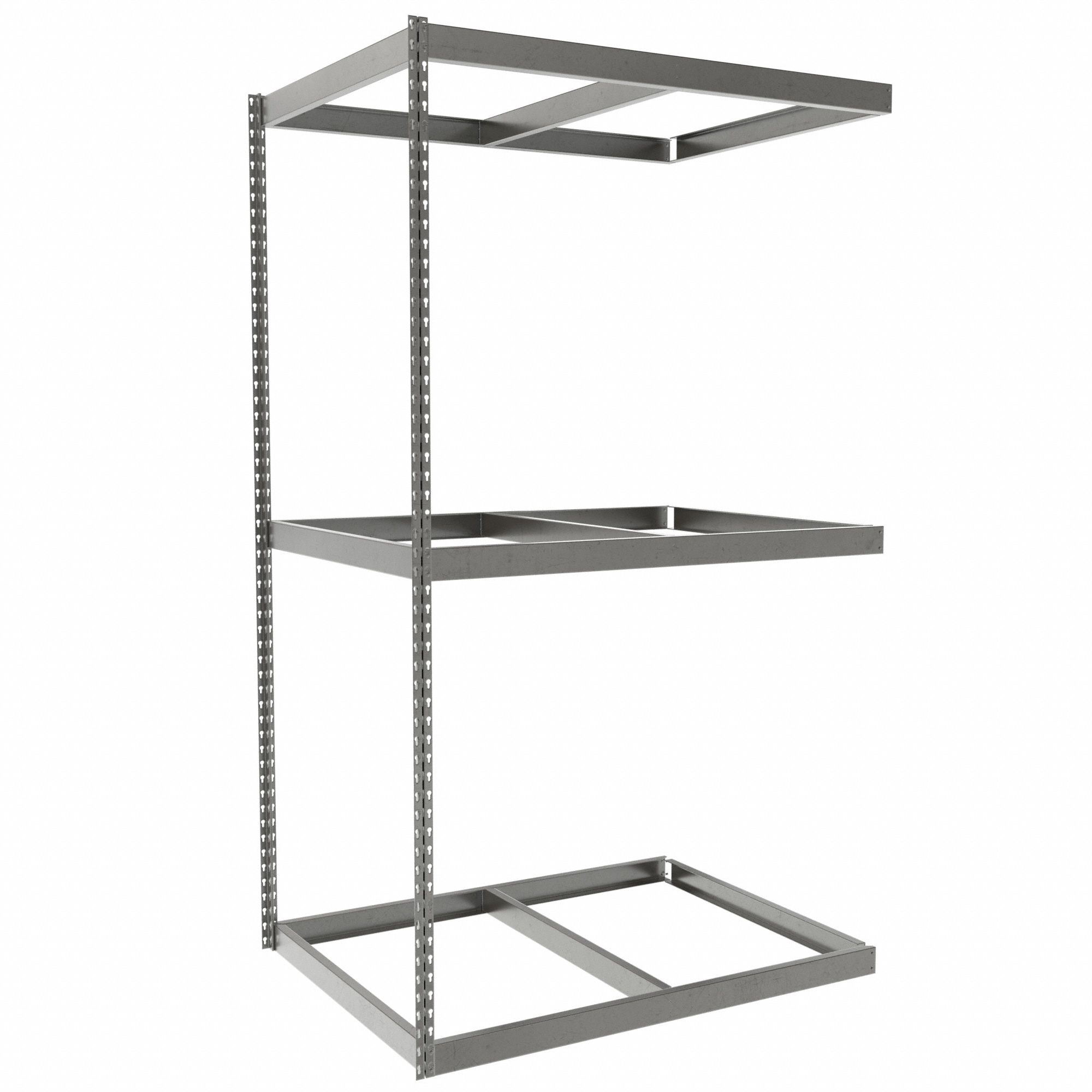 Boltless Shelving: Add-On, Heavy-Duty, 48 in x 36 in, 84 in Overall Ht, 3 Shelves