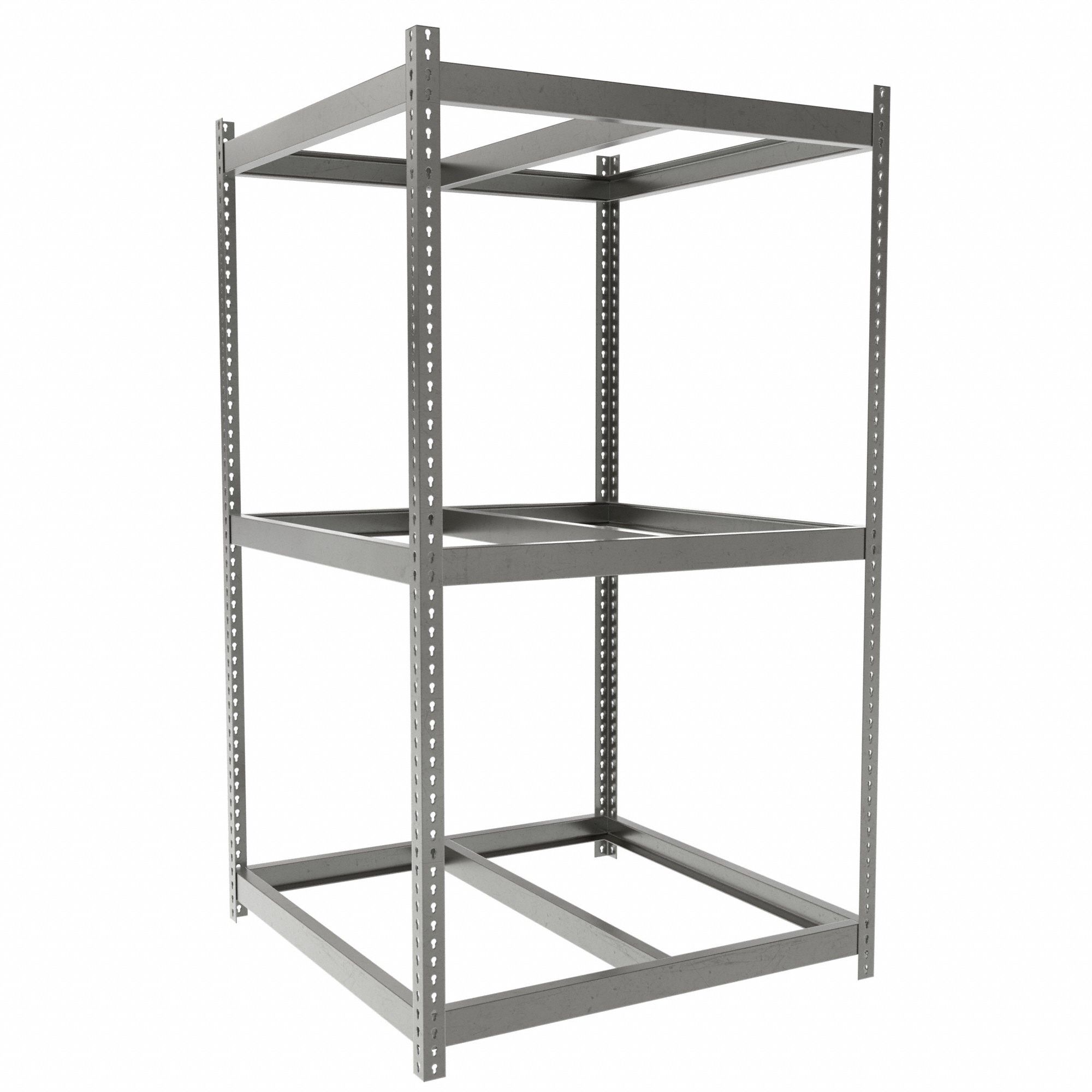 Boltless Shelving: Starter, Heavy-Duty, 48 in x 48 in, 84 in Overall Ht, 3 Shelves, Open