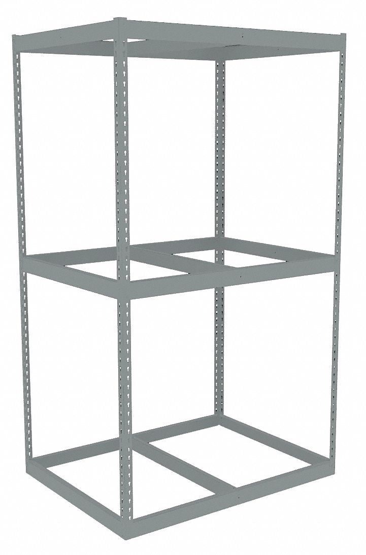 Boltless Shelving: Starter, Heavy-Duty, 48 in x 36 in, 84 in Overall Ht, 3 Shelves, Open