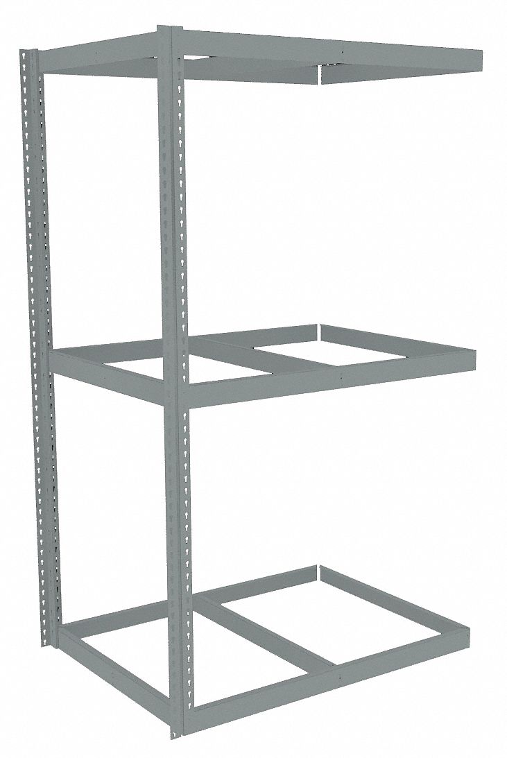 Boltless Shelving: Add-On, Heavy-Duty, 48 in x 36 in, 84 in Overall Ht, 3 Shelves