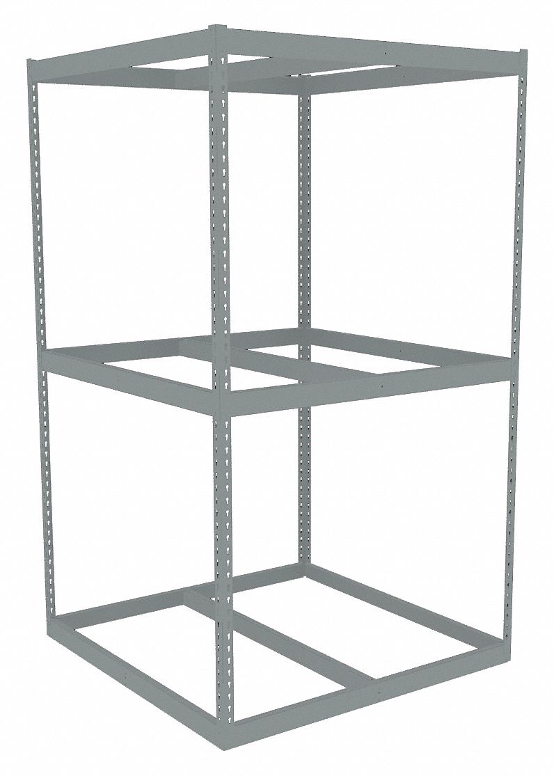 Boltless Shelving: Starter, Heavy-Duty, 48 in x 48 in, 84 in Overall Ht, 3 Shelves, Open