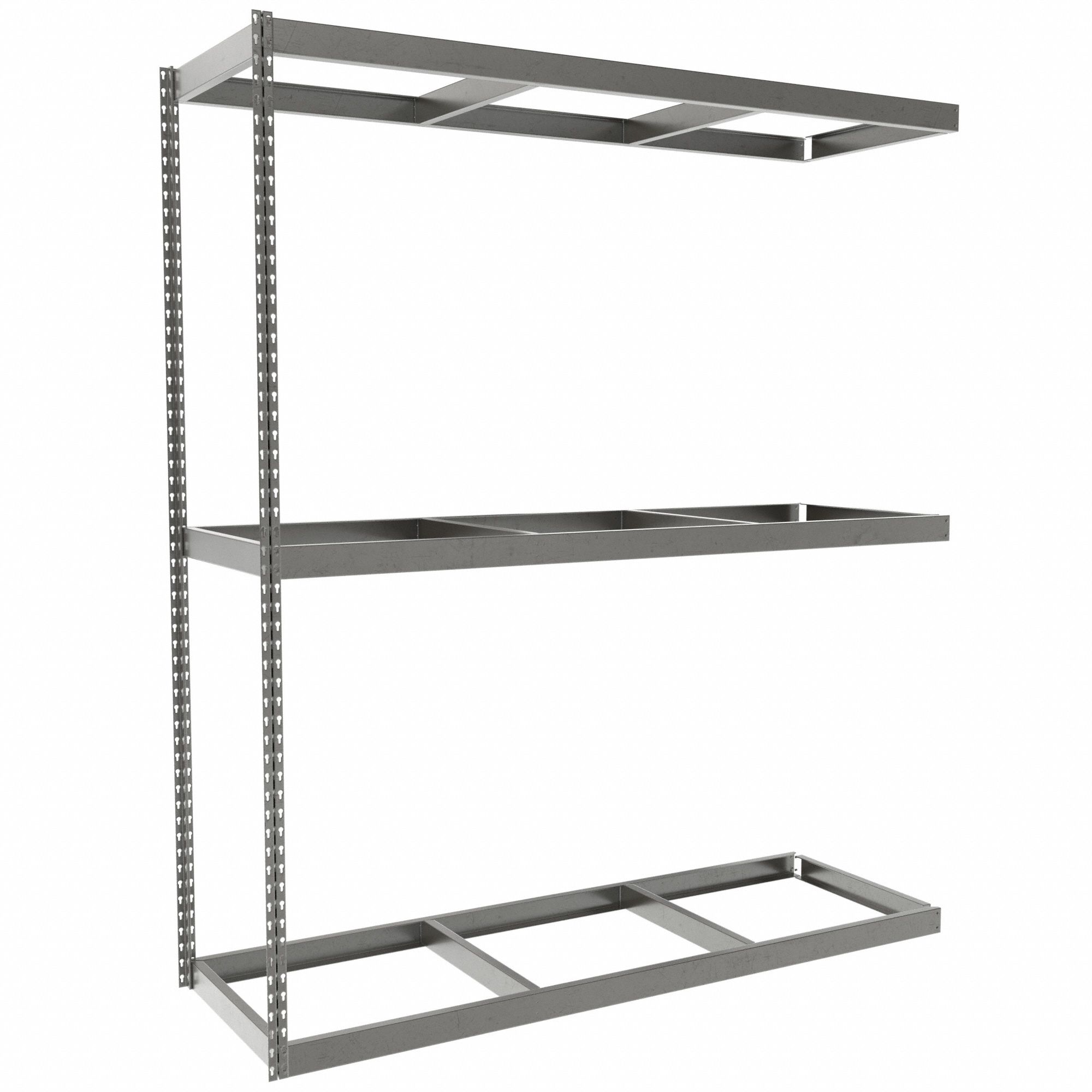 Boltless Shelving: Add-On, Heavy-Duty, 72 in x 24 in, 84 in Overall Ht, 3 Shelves