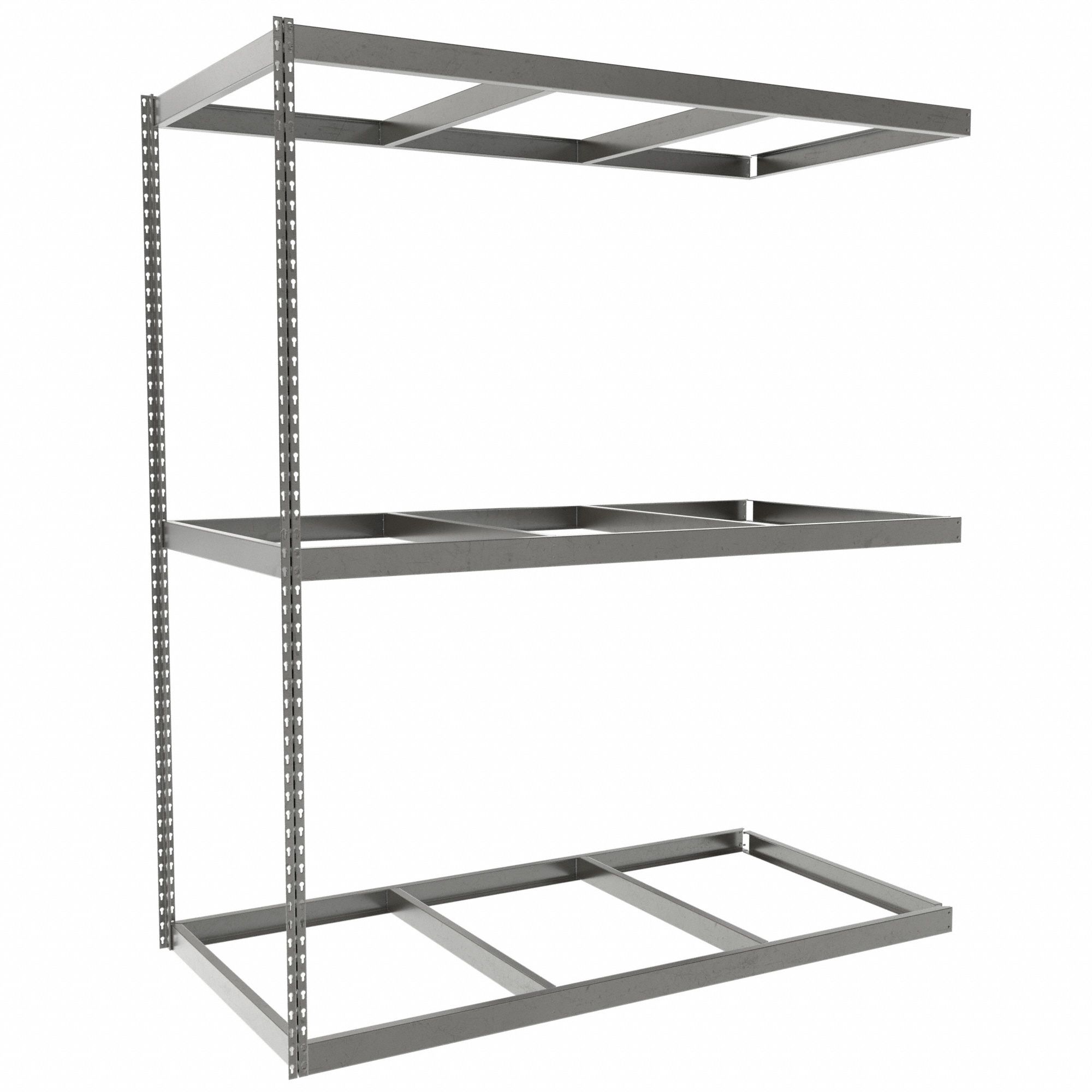 Boltless Shelving: Add-On, Heavy-Duty, 72 in x 36 in, 84 in Overall Ht, 3 Shelves