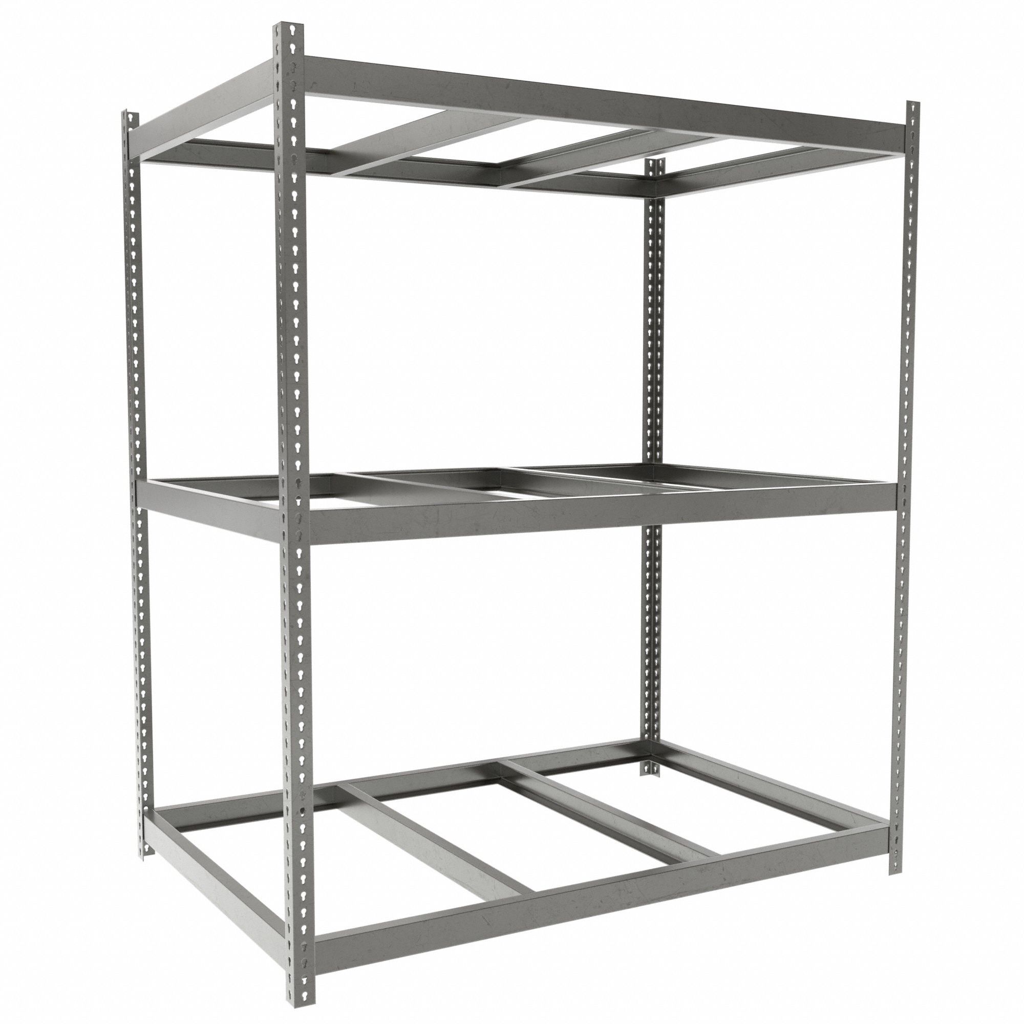 Boltless Shelving: Starter, Heavy-Duty, 72 in x 48 in, 84 in Overall Ht, 3 Shelves, Open