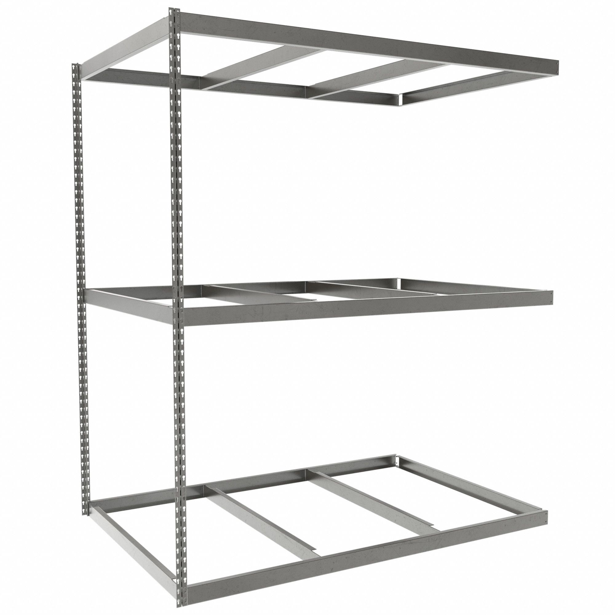 Boltless Shelving: Add-On, Heavy-Duty, 72 in x 48 in, 84 in Overall Ht, 3 Shelves