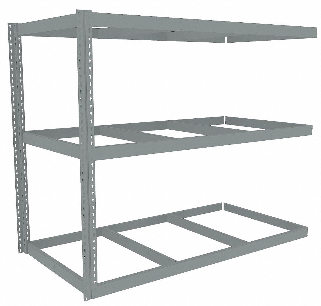 Boltless Shelving: Add-On, Heavy-Duty, 72 in x 36 in, 60 in Overall Ht, 3 Shelves