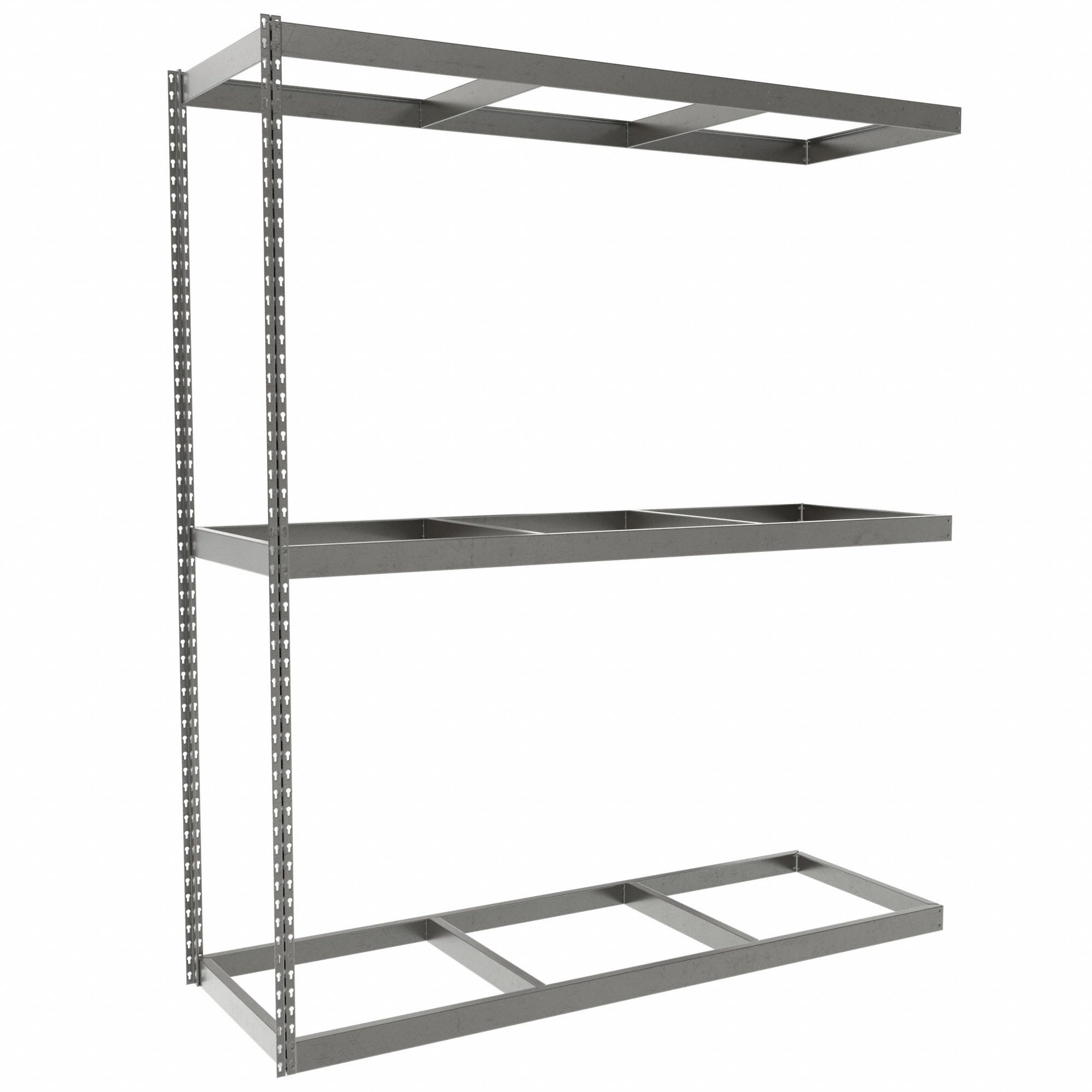 Boltless Shelving: Add-On, Heavy-Duty, 72 in x 24 in, 84 in Overall Ht, 3 Shelves