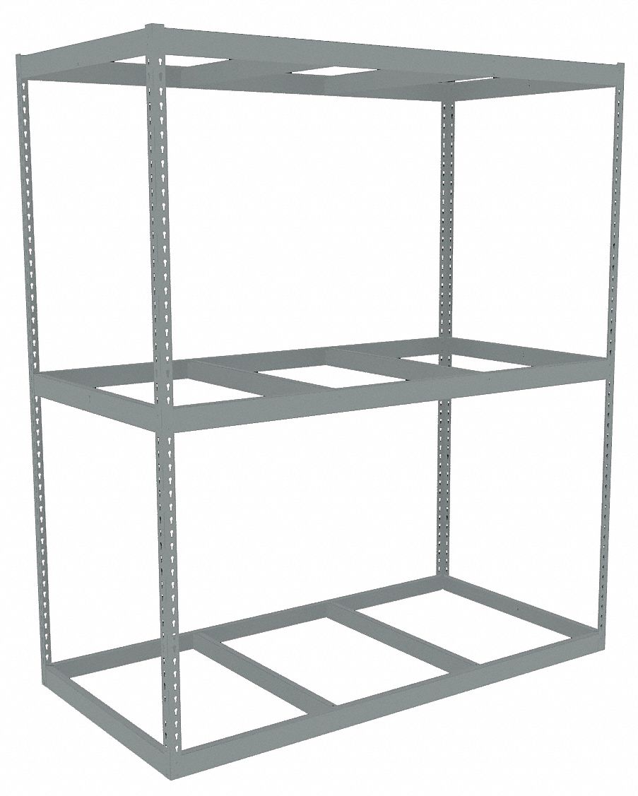 Boltless Shelving: Starter, Heavy-Duty, 72 in x 36 in, 84 in Overall Ht, 3 Shelves, Open