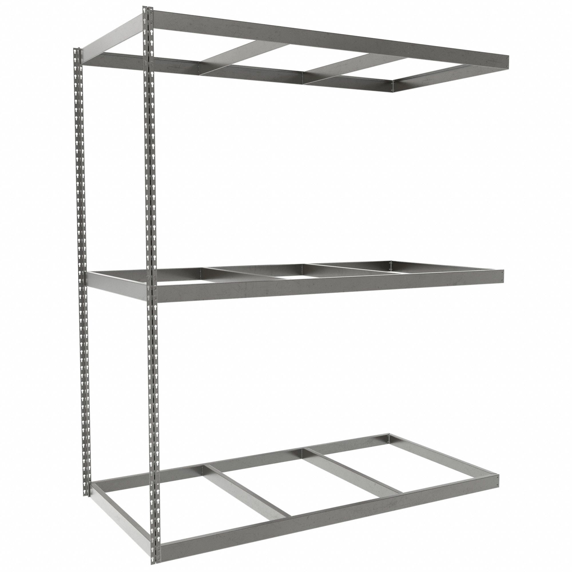 Boltless Shelving: Add-On, Heavy-Duty, 72 in x 36 in, 84 in Overall Ht, 3 Shelves