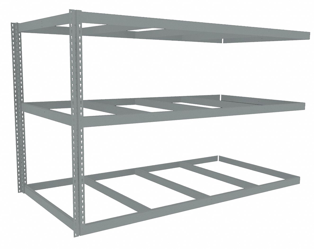 Boltless Shelving: Add-On, Heavy-Duty, 96 in x 48 in, 60 in Overall Ht, 3 Shelves