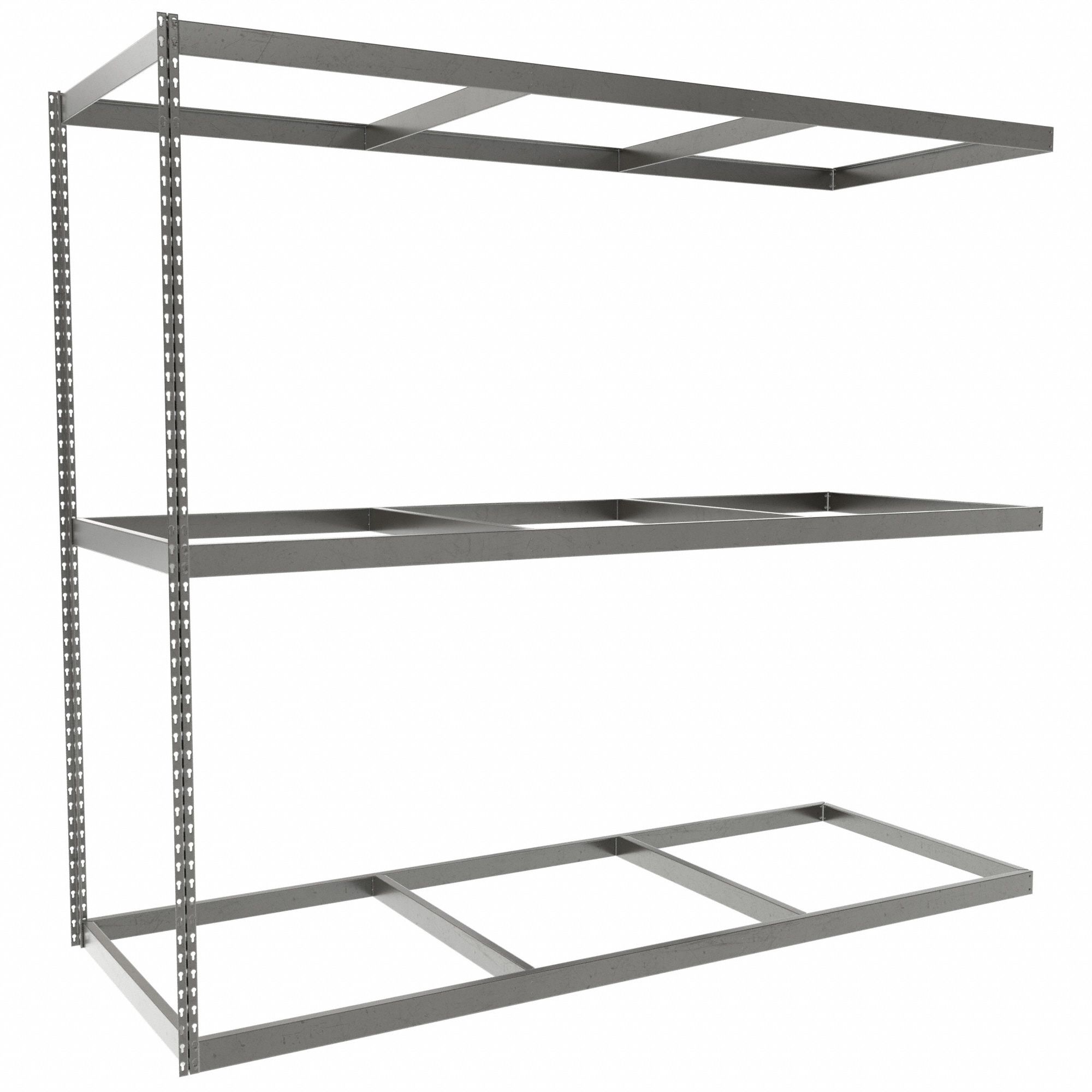 Boltless Shelving: Add-On, Heavy-Duty, 96 in x 36 in, 84 in Overall Ht, 3 Shelves