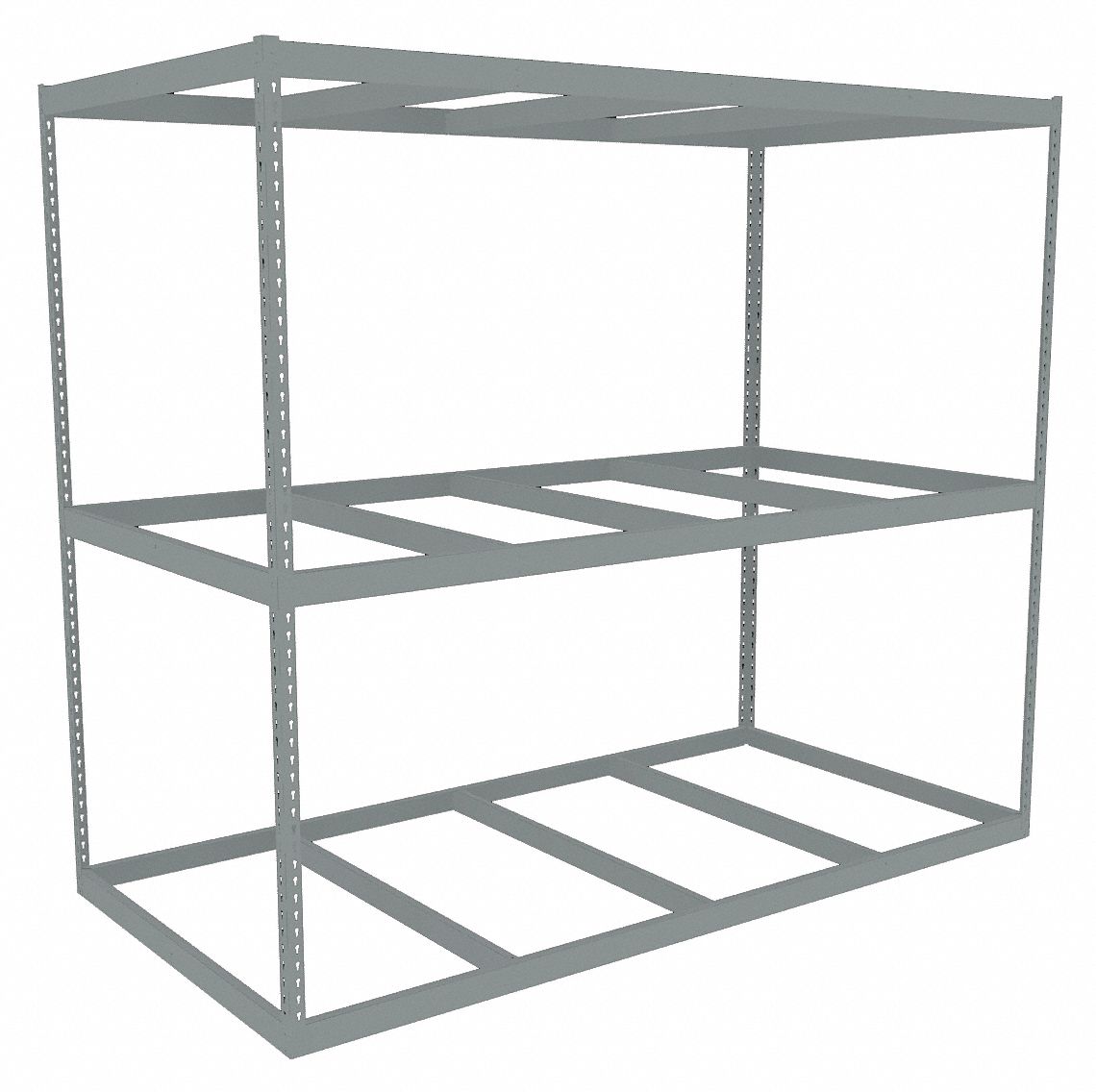 Boltless Shelving: Starter, Heavy-Duty, 96 in x 48 in, 84 in Overall Ht, 3 Shelves, Open