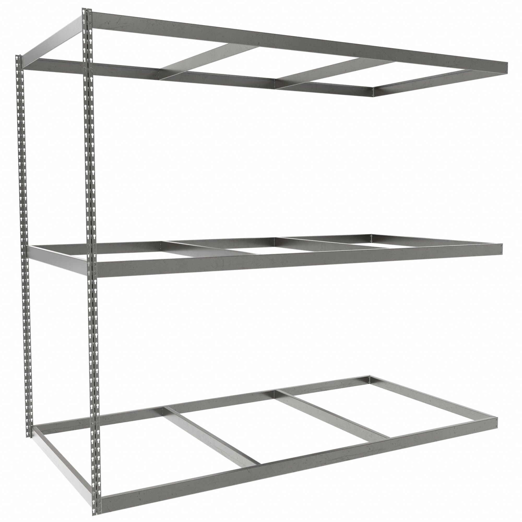 Boltless Shelving: Add-On, Heavy-Duty, 96 in x 48 in, 84 in Overall Ht, 3 Shelves