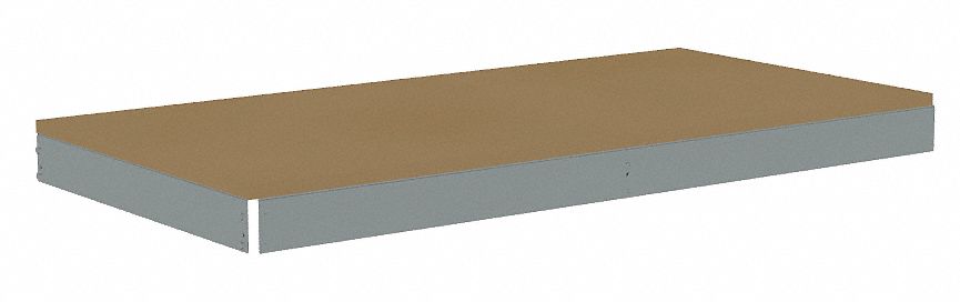 Shelf: 48 in   x 24 in, 2, 250 lb Load Capacity, Particleboard, Gray, Shelf