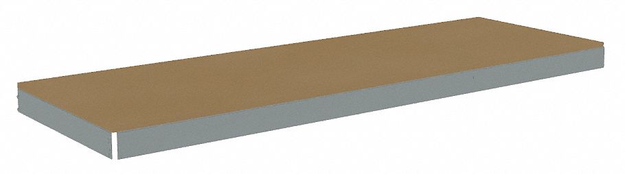 Shelf: 72 in   x 24 in, 1, 750 lb Load Capacity, Particleboard, Gray, Shelf