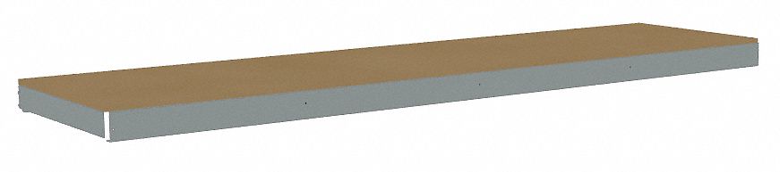 Shelf: 96 in   x 24 in, 1, 600 lb Load Capacity, Particleboard, Gray, Shelf