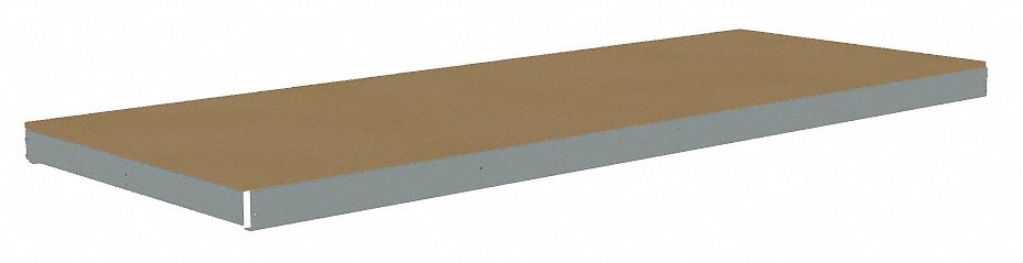 Shelf: 96 in   x 36 in, 1, 600 lb Load Capacity, Particleboard, Gray, Shelf