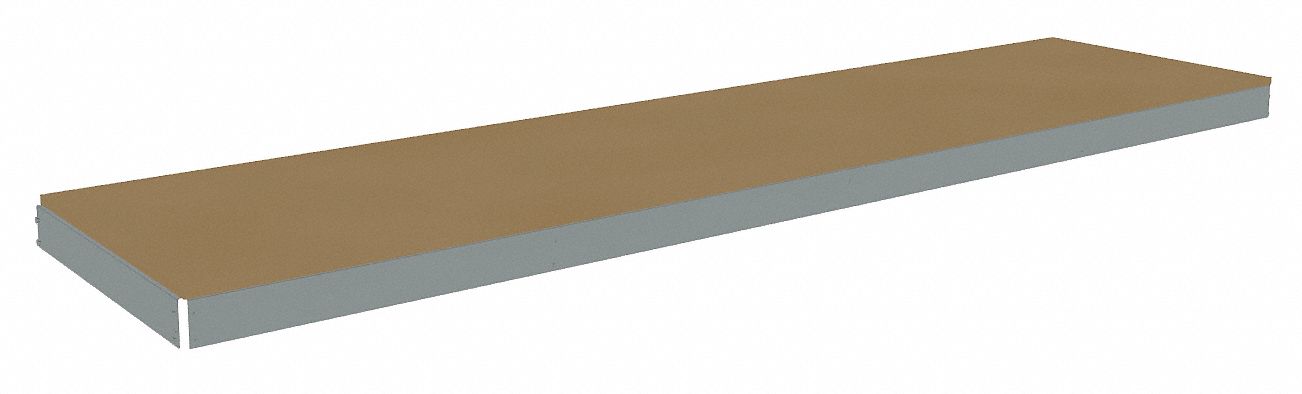 Shelf: 96 in   x 24 in, 1, 250 lb Load Capacity, Particleboard, Gray, Shelf