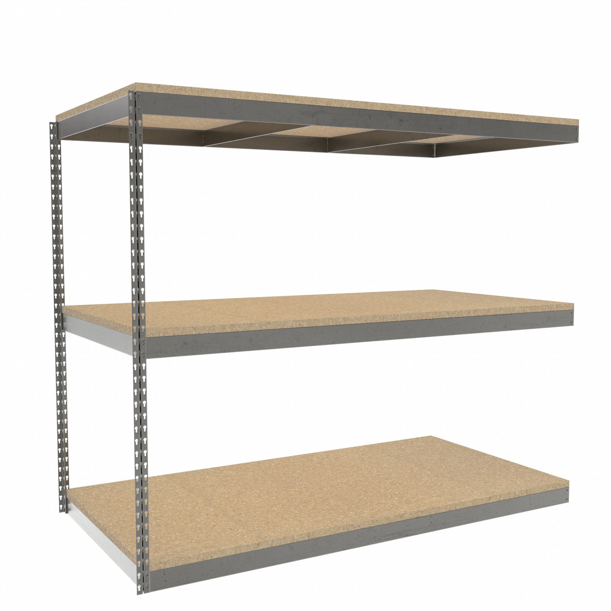 Boltless Shelving: Add-On, Heavy-Duty, 72 in x 36 in, 60 in Overall Ht, 3 Shelves