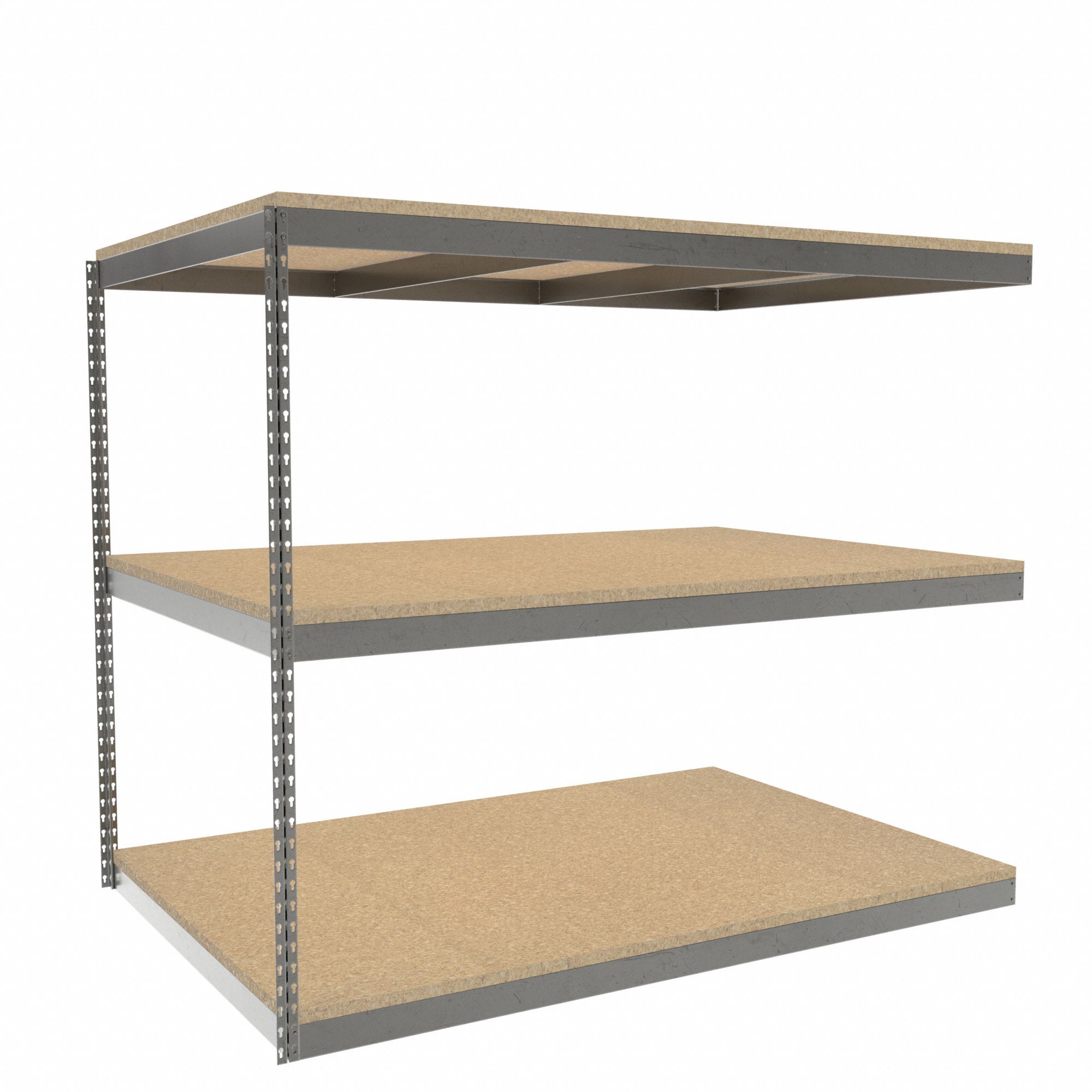 Boltless Shelving: Add-On, Heavy-Duty, 72 in x 48 in, 60 in Overall Ht, 3 Shelves