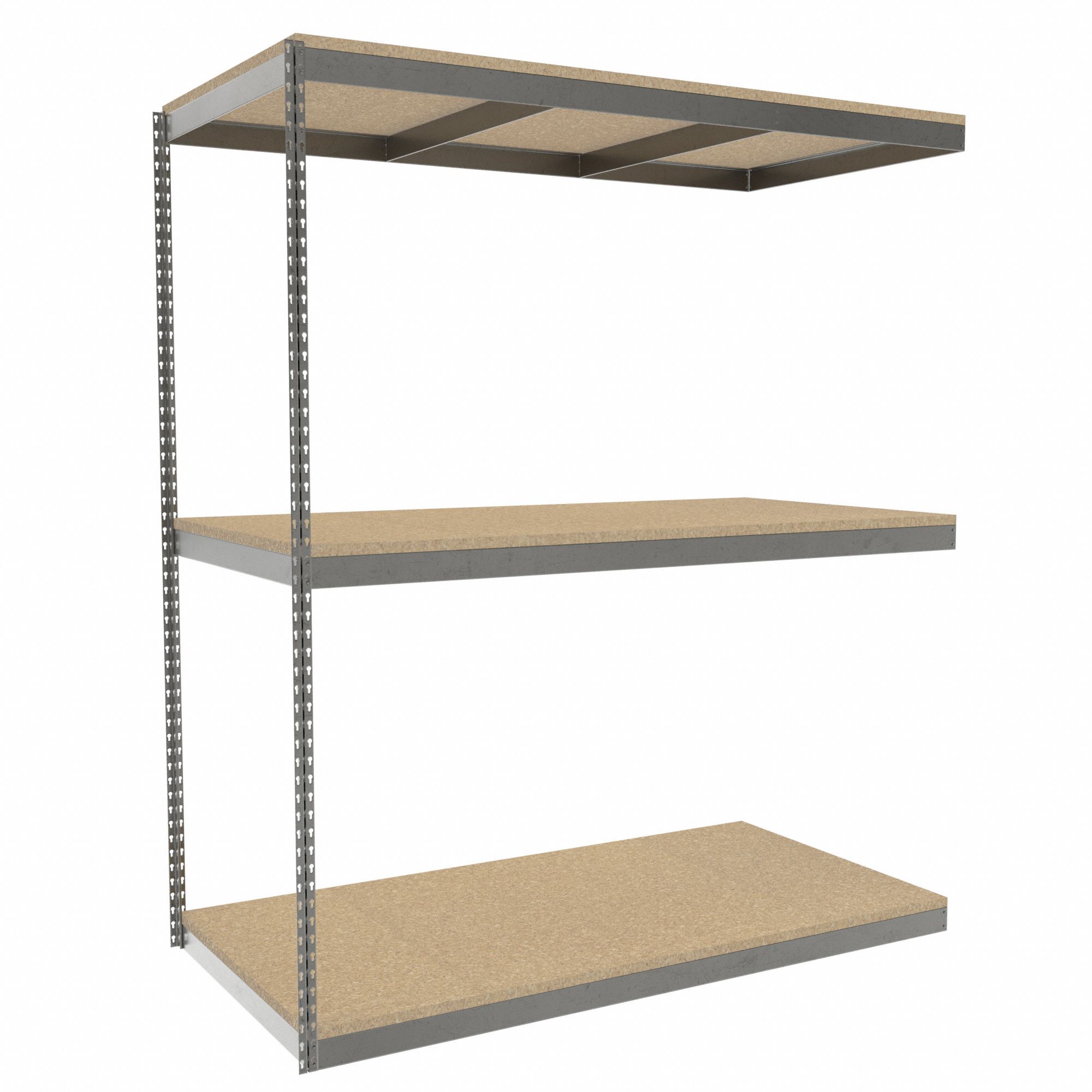 Boltless Shelving: Add-On, Heavy-Duty, 72 in x 36 in, 84 in Overall Ht, 3 Shelves