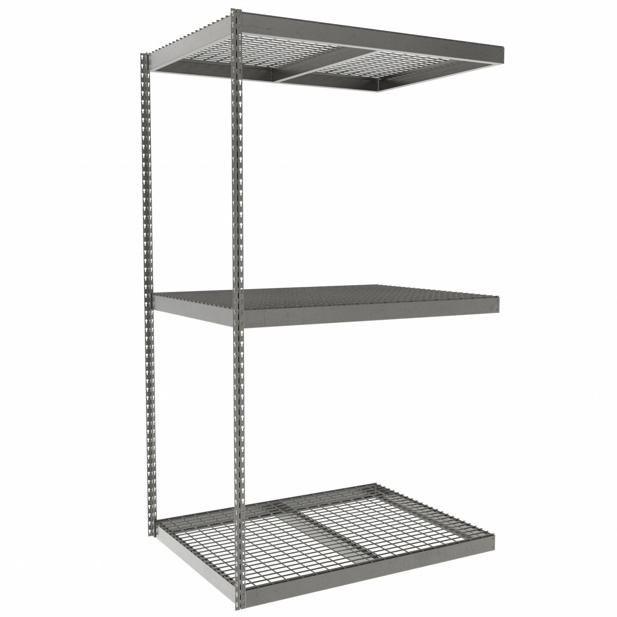 Boltless Shelving: Add-On, Heavy-Duty, 48 in x 36 in, 84 in Overall Ht, 3 Shelves, Steel