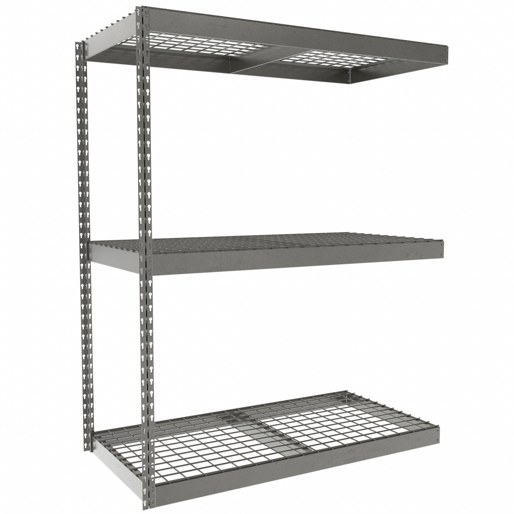Boltless Shelving: Add-On, Heavy-Duty, 48 in x 24 in, 60 in Overall Ht, 3 Shelves, Steel